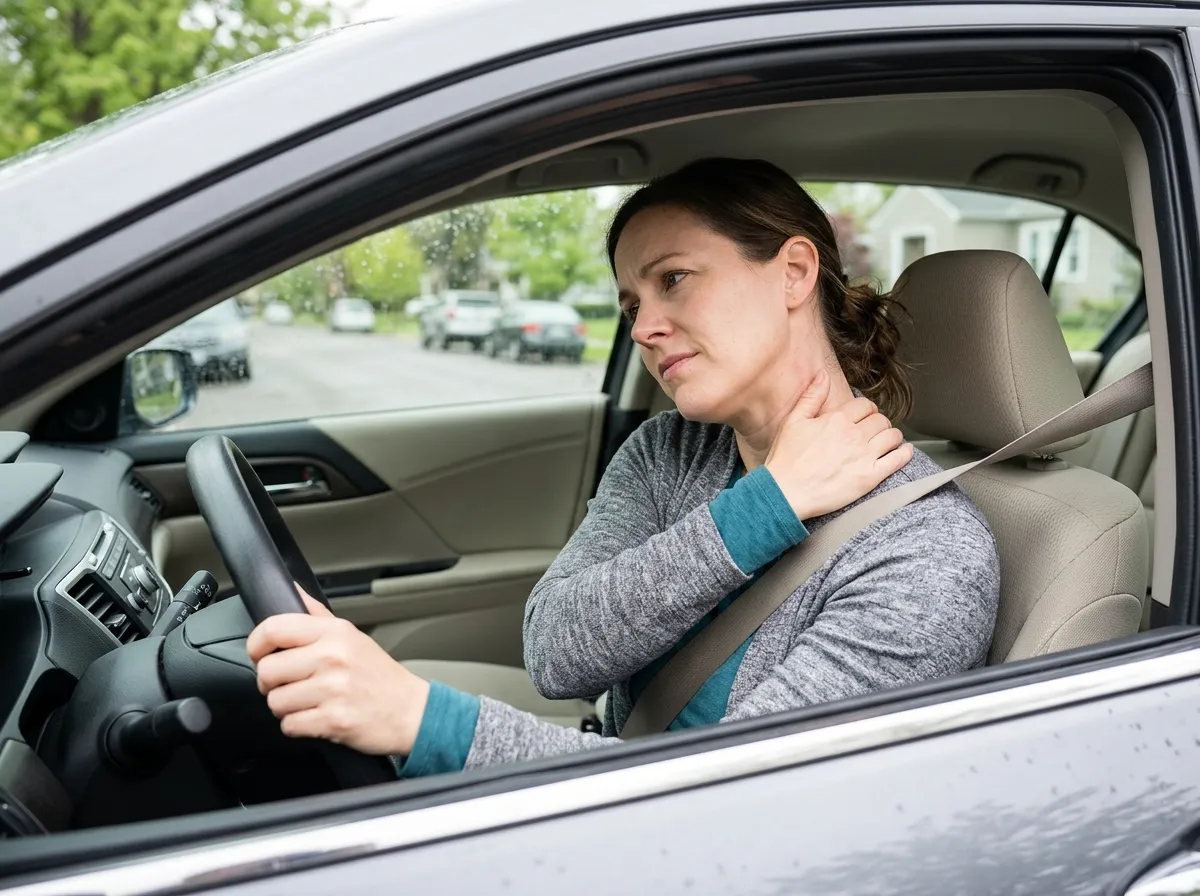 Driver experiencing neck stiffness while trying to turn the head